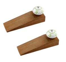 2 Pieces Lime Floral Crackle Ceramic Wooden Door Stopper